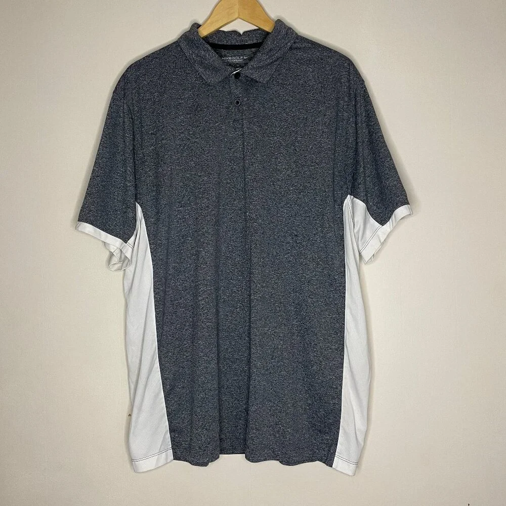 Nike Golf Tour Performance Dri Fit Shirt Men's 2XL Gray Short Sleeve Polo Golfer